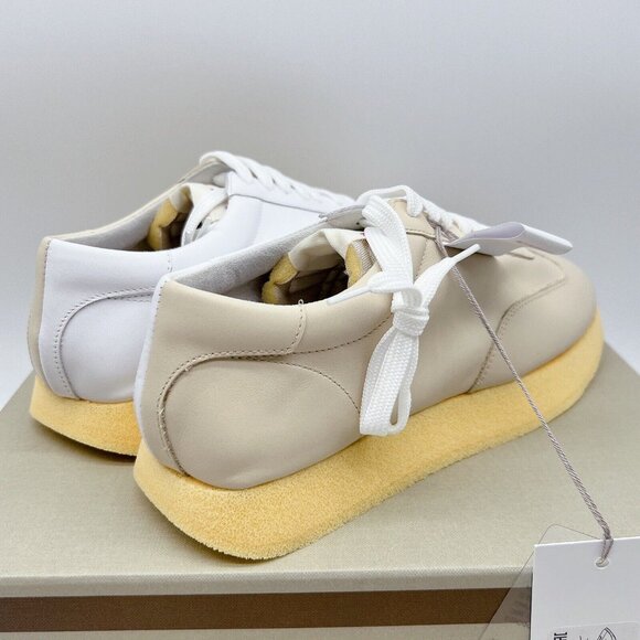 MARNI Split Color Crepe Gat Two-Toned Leather Sneakers Ivory/ White Womens EU 39 - Picture 9 of 16